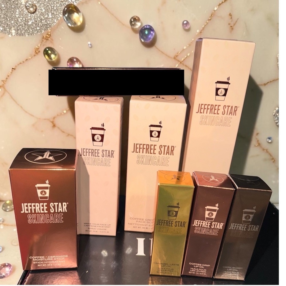 Jeffree Star Skincare Coffee Collection 7-Piece Bundle New In Box Cleanser Scrub